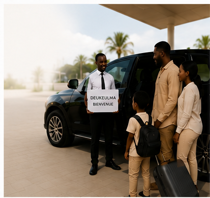 Famille accueillie par Deukeulma à l'aéroport de Dakar